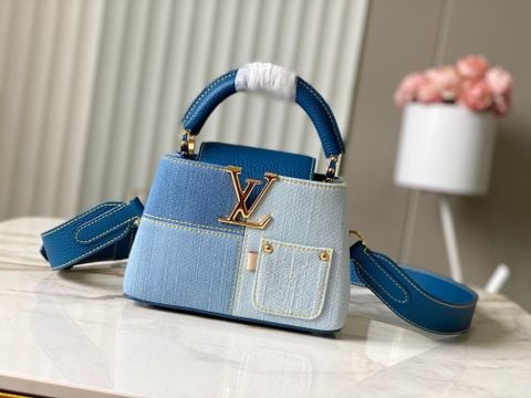 TÚI NỮ L V CAPUCINES DENIM PATCHWORK – PHỐI DA TAURILLON