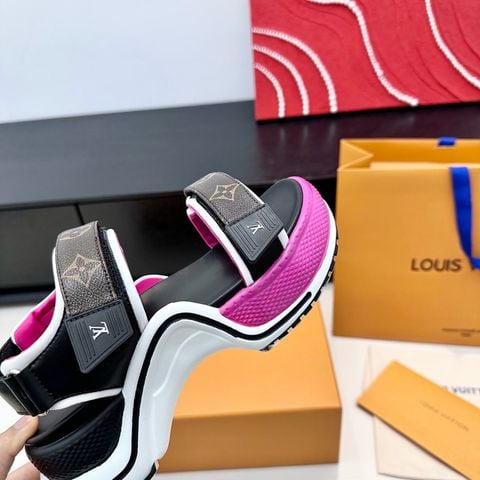 SANDAL NỮ LV ARCHLIGHT PHOM THỂ THAO ĐẾ PLATFORM WAVE QUAI MONOGRAM CANVAS DA VIỀN
