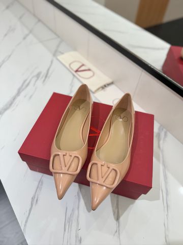 GIÀY BÚP BÊ NỮ V L T N VLOGO SIGNATURE POINTED TOE DA BÓNG GÓT 1CM