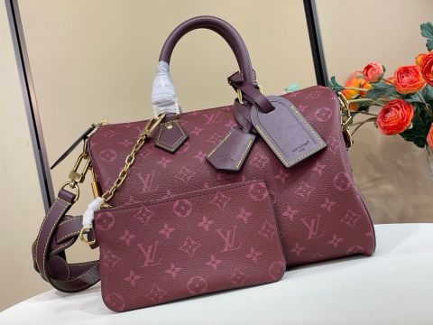 TÚI XÁCH NAM NỮ L V SPEEDY P9 BANDOULIÈRE 25 & 30 – DA BÊ VI ĐỤC LỖ MONOGRAM