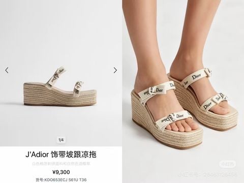 DÉP XUỒNG NỮ D R  WEDGE SLIDE DÂY RIBBON THÊU NƠ PHẲNG, ĐẾ CÓI CAO 8CM