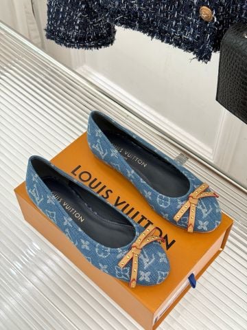 GIÀY BỆT NỮ L V MONOGRAM DENIM BOW BALLERINA – KẾT CẤU SACCHETTO