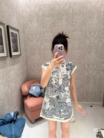 Đầm Di*or*  jacquard không tay cao cấp