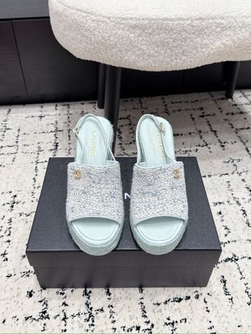 SANDAL CAO GÓT NỮ CN QUAI VẢI DỆT NỔI PHOM HỞ MŨI ĐẾ XUỒNG 11CM TƯƠI SÁNG TRẺ TRUNG