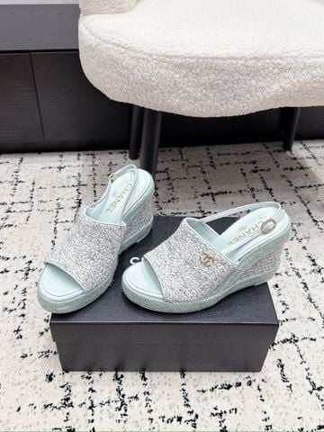 SANDAL CAO GÓT NỮ CN QUAI VẢI DỆT NỔI PHOM HỞ MŨI ĐẾ XUỒNG 11CM TƯƠI SÁNG TRẺ TRUNG