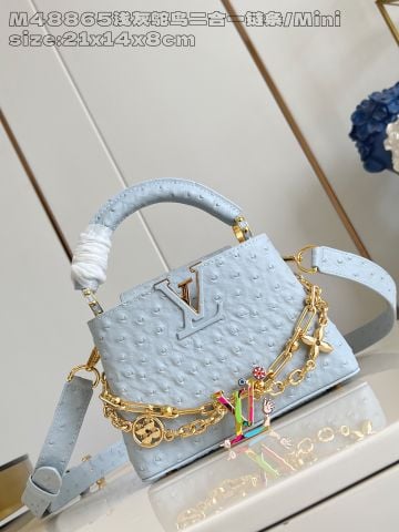 TÚI XÁCH NỮ LV* CAPUCINES MINI/BB VÂN ĐÀ ĐIỂU – DÂY XÍCH TRANG SỨC, PHIÊN BẢN CAO CẤP