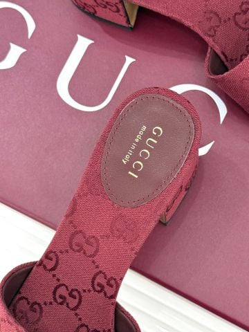 DÉP NỮ GÓT VUÔNG GC MONOGRAM JACQUARD KHÓA HORSEBIT 5.5CM