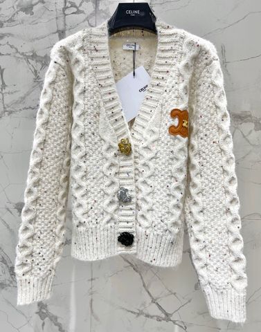 ÁO CARDIGAN NỮ ce*line*  V-NECK DỆT BÍM, TÔNG KEM THANH LỊCH