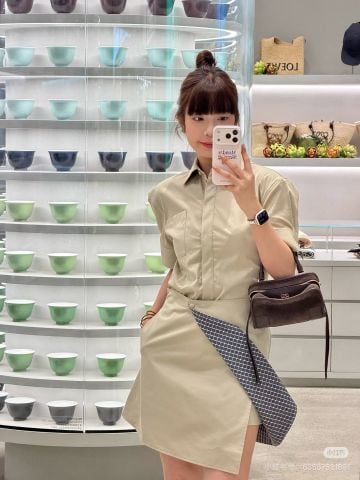 ĐẦM SƠ MI NỮ L W TÀ WRAP BẤT ĐỐI XỨNG ĐA CÁCH MẶC – COTTON PHA LỤA