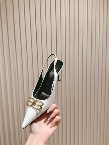 Giày cao gót BALENCIAG*  slingback mũi nhọn khoá B