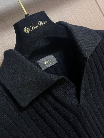 ÁO LEN NAM BRIONI DÁNG POLO DỆT GÂN THANH LỊCH – FORM ÔM GỌN, PHONG CÁCH TỐI GIẢN CHUẨN ÂU