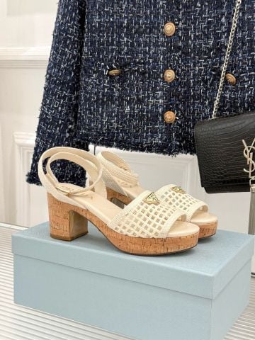 SANDAL CAO GÓT NỮ P R CROCHET PLATFORM GÓT TRỤ 7CM