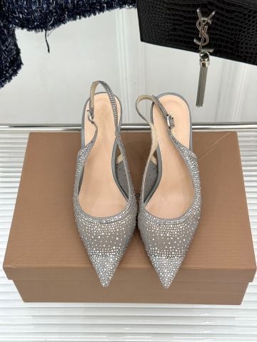 GIÀY CAO GÓT NỮ GR 8.5CM SLINGBACK MŨI NHỌN LƯỚI ĐÍNH ĐÁ TÔN DÁNG