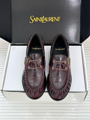 GIÀY LOAFER NAM NỮ Y S L LE LOAFER BATEAU – CROC-EMBOSSED LEATHER, GATHERED MOC-TOE, ĐẾ DA