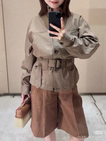 ÁO KHOÁC NỮ L P DÁNG FIELD JACKET CÓ ĐAI – COTTON PHA, LÓT KẺ Ô