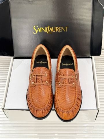 GIÀY LOAFER NAM NỮ Y S L CASSANDRE MINI – REPTILE-EMBOSSED LEATHER, MOC-TOE