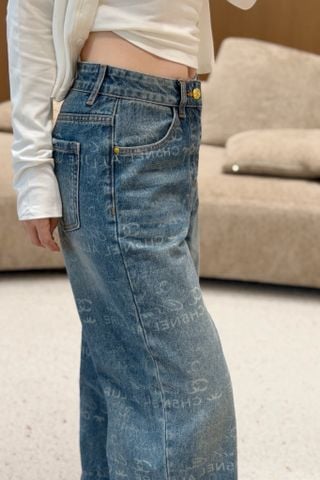 QUẦN JEANS NỮ C N ỐNG RỘNG CẠP CAO