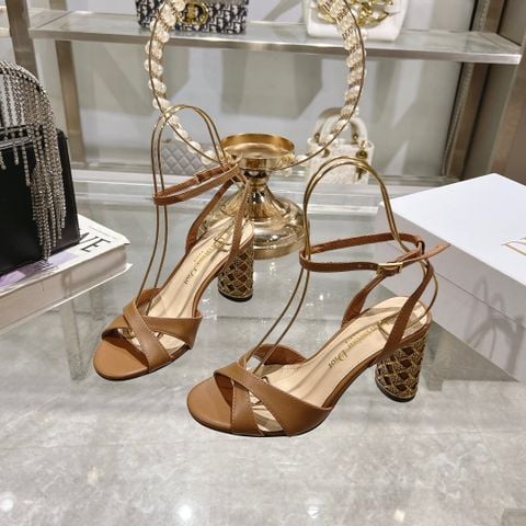 SANDAL CAO GÓT NỮ DR – GÓT TRỤ LOGO CHẠM KHẮC ĐỘC BẢN, DÁNG MULE SANG GỌN