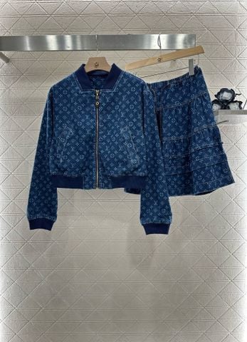 SET ÁO BOMBER + CHÂN VÁY JEAN NỮ L*V  Monogram  siêu đẹp