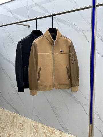 ÁO KHOÁC NAM PRAD* CỔ ĐỨNG PHỐI DA – PHIÊN BẢN CAO CẤP