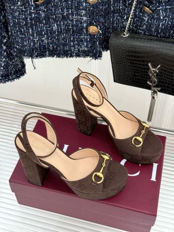 SANDAL CAO GÓT NỮ G C LADY HORSEBIT PLATFORM – GG DENIM, GÓT TRỤ 10CM
