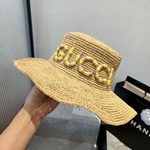 Mũ cói nữ GUCC*  Raffia Logo Beads