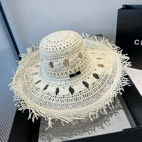 Mũ nữ CHNEL* Boho Raffia – Vành rộng che nắng, tôn dáng sành điệu