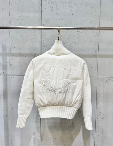 ÁO KHOÁC PHAO NỮ MCL PHỐI TAY LEN LÔNG CỪU – CỔ ĐỨNG DÁNG BOMBER, THÊU LOGO SAU LƯNG