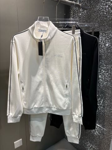 BỘ ĐỒ NAM PRAD* NỈ CAO CẤP TONE TRẮNG NGÀ, VIỀN ĐEN TỐI GIẢN – ẤM ÁP THU ĐÔNG