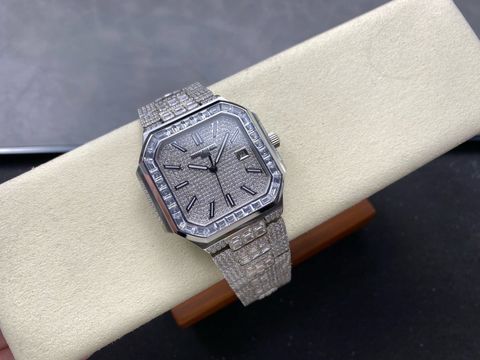 ĐỒNG HỒ NAM PHONG CÁCH P P MẶT VUÔNG FULL MOISSANITE D/VVS, MÁY CƠ TỰ ĐỘNG
