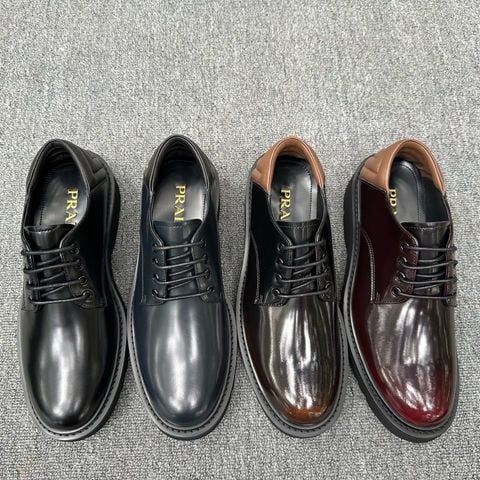 GIÀY DERBY NAM P R DA BÊ BÓNG SÂU, ĐẾ CHUNKY RUBBER, GÓT CHẦN ĐỆM SIGNATURE
