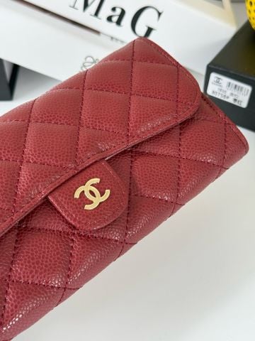 VÍ DÀI NỮ CN CLASSIC QUILTED FLAP WALLET DA LỲ & DA HẠT PHOM GẬP THANH LỊCH