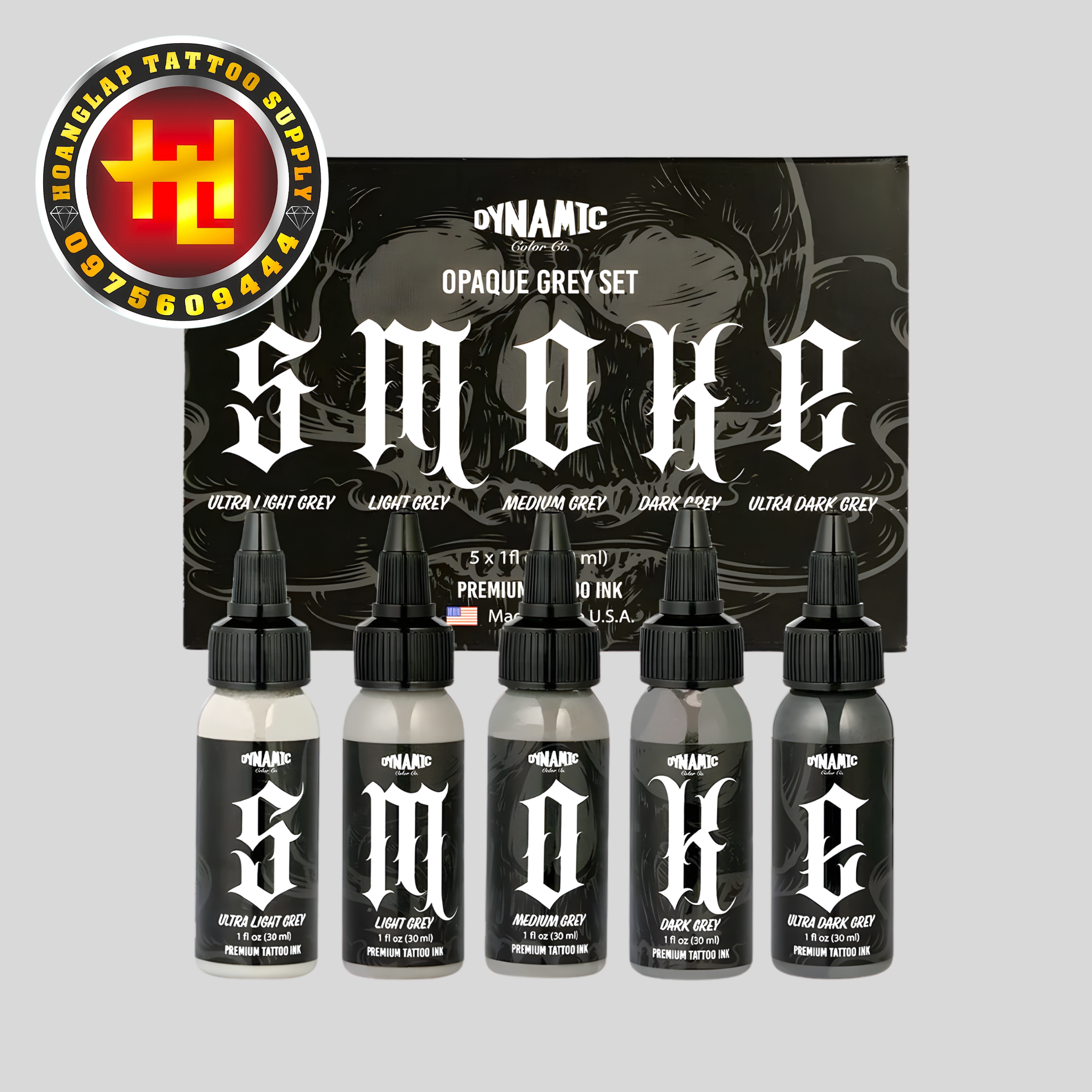SET Mực DYNAMIC USA - SMOKE 1OZ - SET 5 Lọ Màu Xám