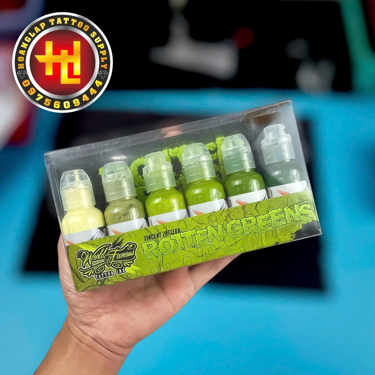 SET Mực Xăm WORLD FAMOUS VINCENT ZATERRA ROTTEN GREENS 1OZ - SET 6 Màu