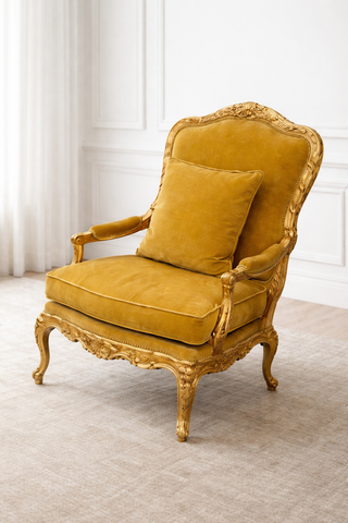 GHẾ BÀNH LOUIS XV BỌC NHUNG VÀNG