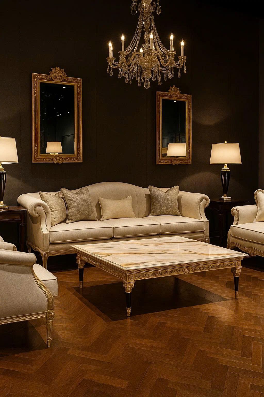 Bàn trà cổ điển Roya Marble vuông (Mariner)