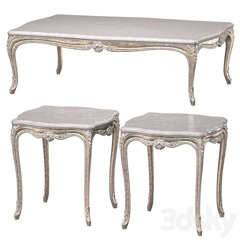 Bàn Trà Louis 15 Cổ Điển Chạm Hoa Văn Thủ Công