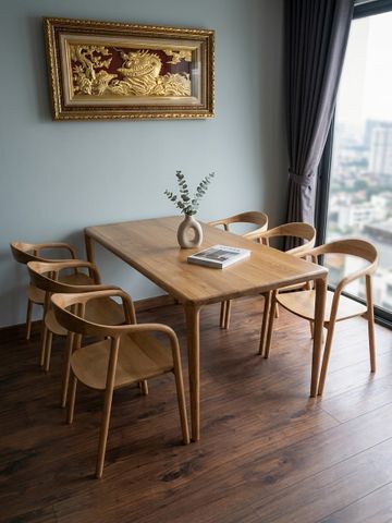 BỘ BÀN ĂN CHUNG CƯ NEVA SỒI 6 GHẾ