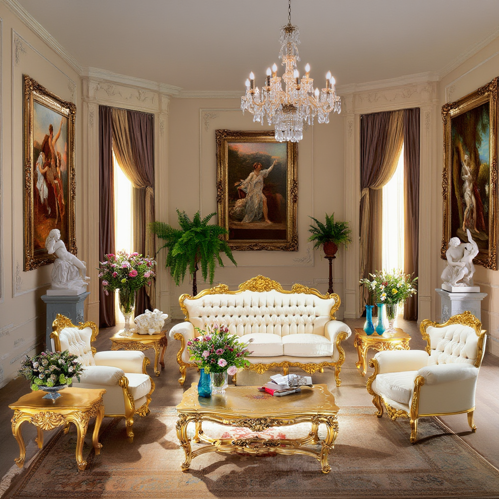 Bộ sofa phòng khách cổ điển phong cách Baroque