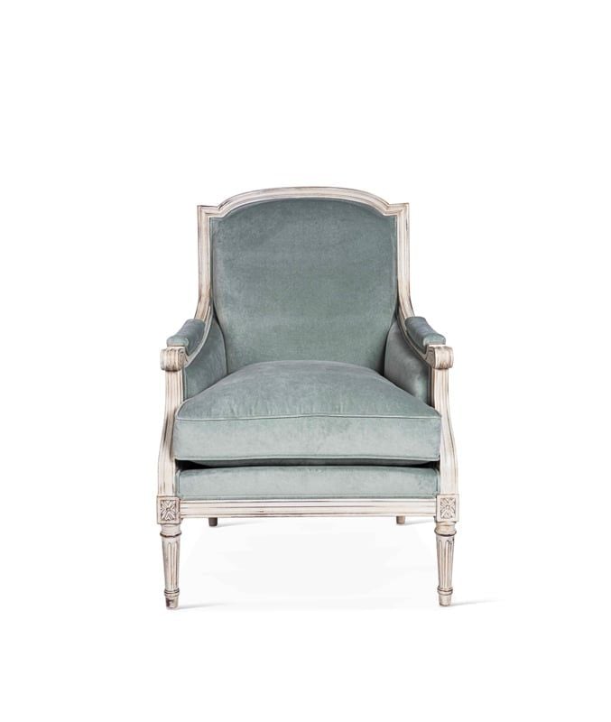 Ghế Armchair Louis XVI sơn trắng cổ điển