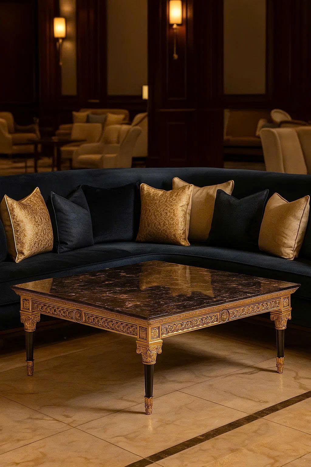 Bàn trà cổ điển Black Marble vuông (Mariner)