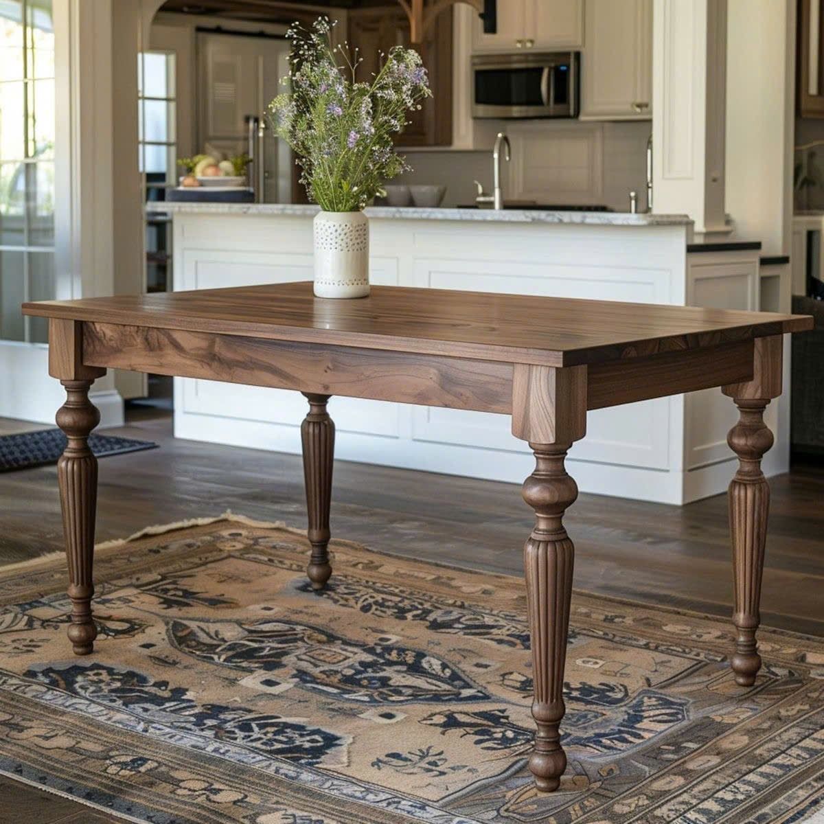 Bàn ăn Louis Rustic gỗ sồi