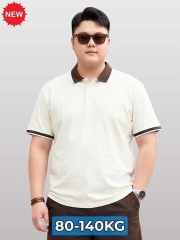 Áo Polo Trắng Cổ Nâu Big Size Nam
