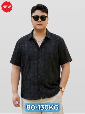 Áo Sơ Mi Đen Họa Tiết Cộc Tay Big Size Nam