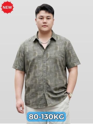 Áo Sơ Mi Ghi Họa Tiết Cộc Tay Big Size Nam