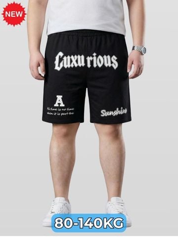 Quần Short Thun Đen In Chữ Big Size Nam