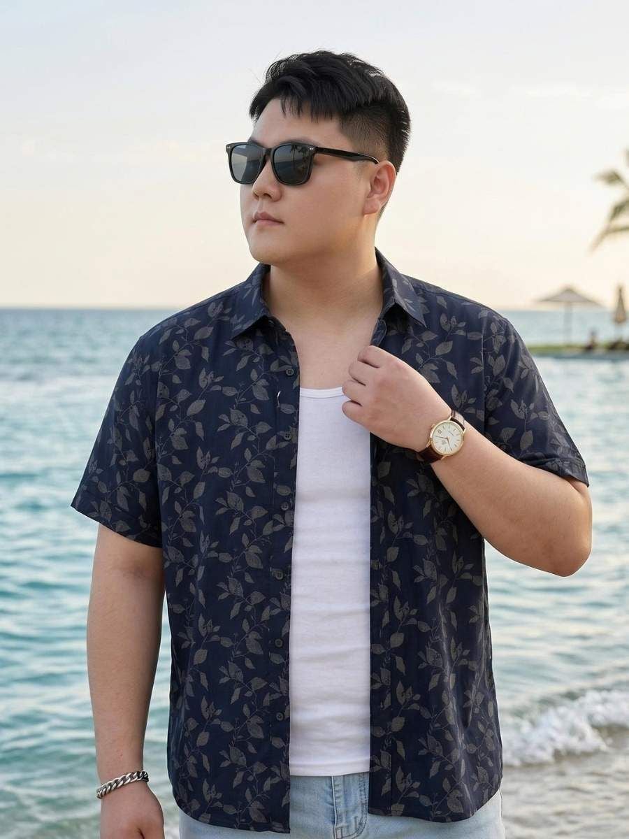 Áo Sơ Mi Họa Tiết Lá Big Size Nam