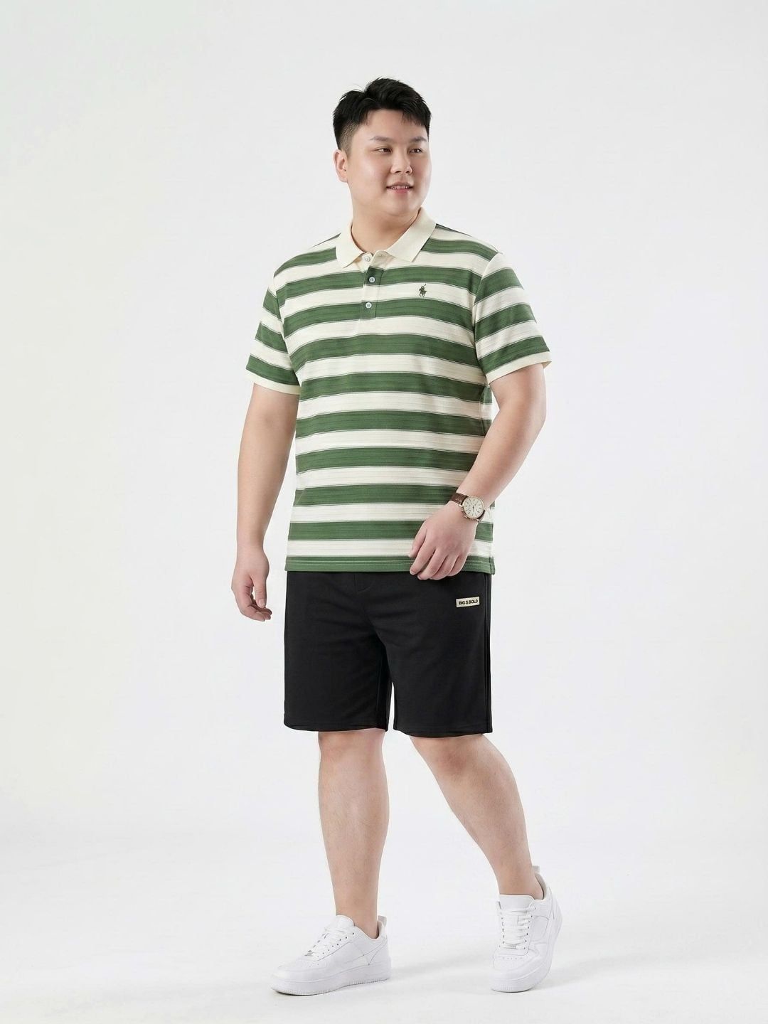 Áo Polo Kẻ Ngang Xanh Big Size Nam