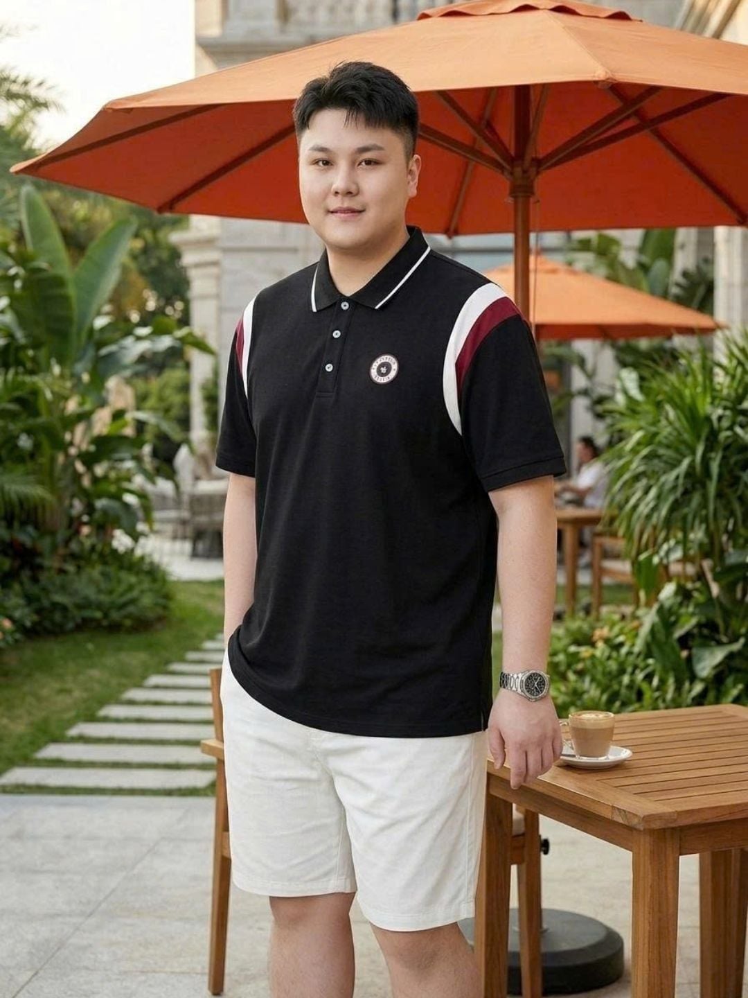 Áo Polo Đen Đỏ Big Size Nam