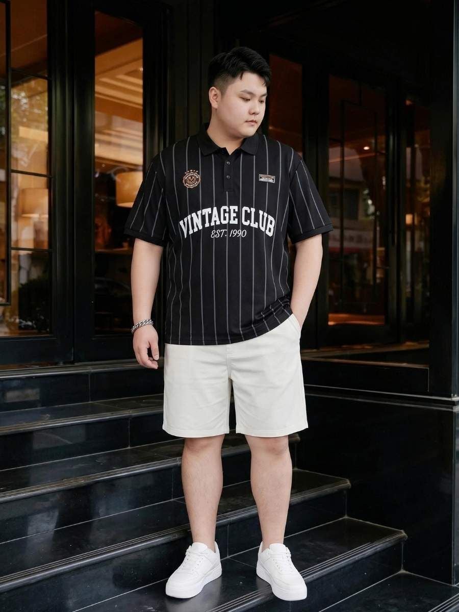 Áo Polo Kẻ Họa Tiết Big Size Nam